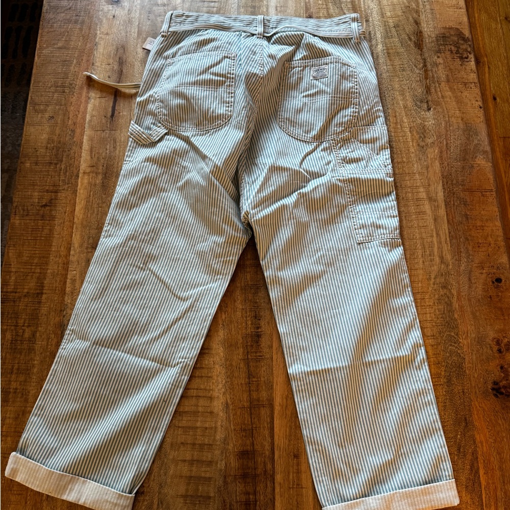 Denimist Carpenter Drop Pants Jeans Denim Striped Light Blue ankle length 28 NWT - Picture 12 of 12